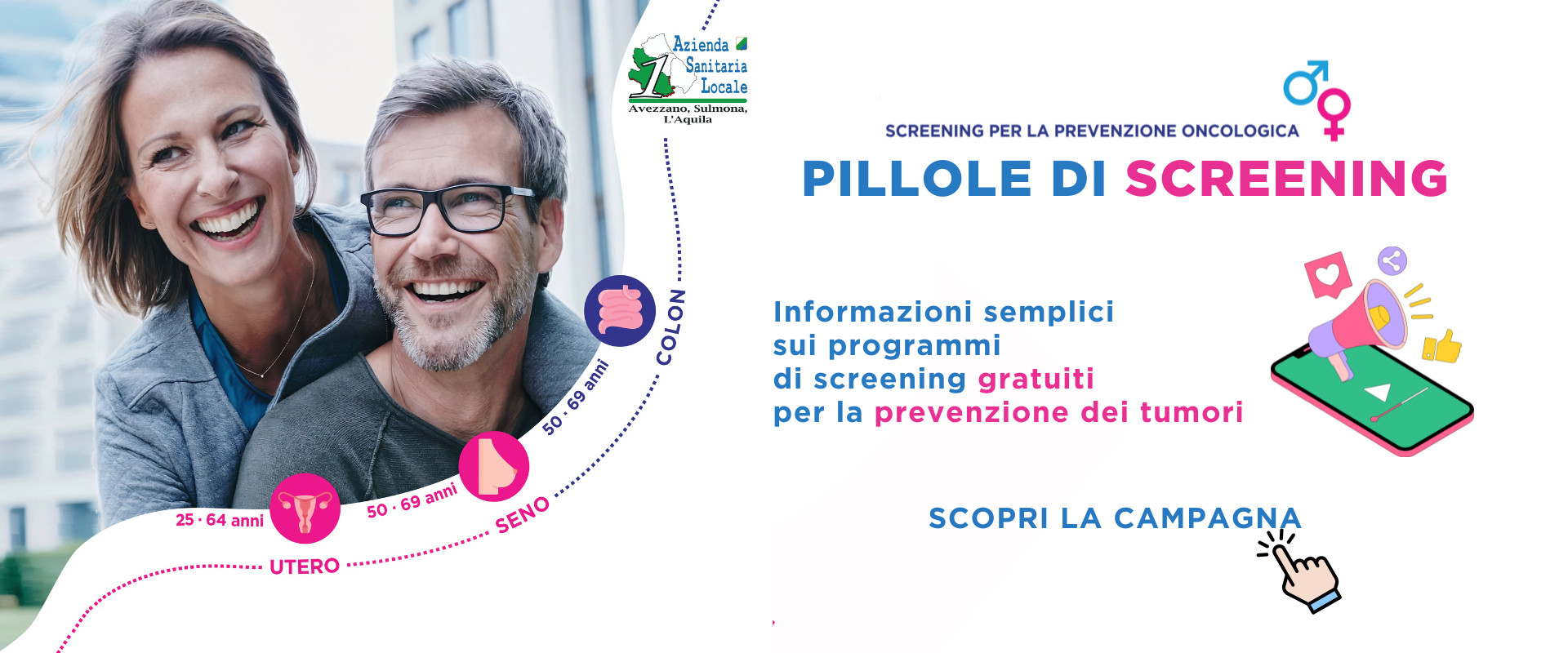 Pillole di screening, la campagna social